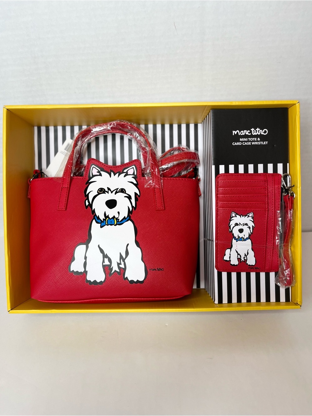 Marc Tetro Red Mini Tote Set in original box.